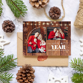 What a Year Multi Photo Collage Christmas Rustic カード