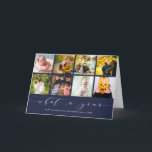 What a Year Navy Photo Collageハッピーホリデー シーズンカード<br><div class="desc">このホリデーカードを使って、友人や家族に、その過去の年に起こった重要なイベントを見せます。写真のスロットは8つあり、卒業、学校の初日、誕生日、新生児など、重要なイベントを組み込むことができます。内側に追加のフォトスロットがあり、背面にもう1つあります。</div>