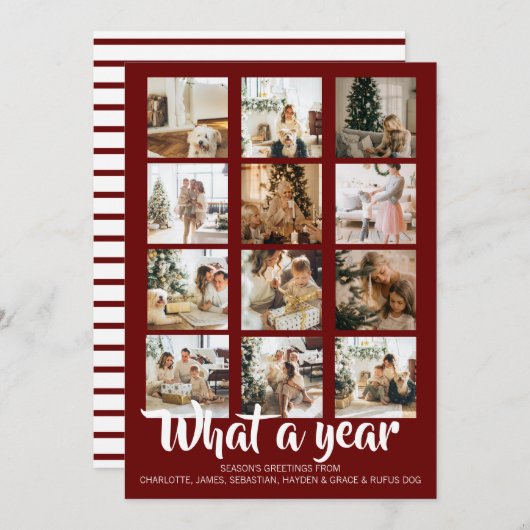 What a Year Photo Christmas パーソナライズされた シーズンカード (正面/裏面)