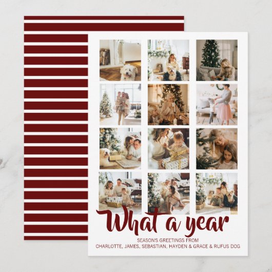 What a Year Photo Christmas パーソナライズされた シーズンカード (正面/裏面)