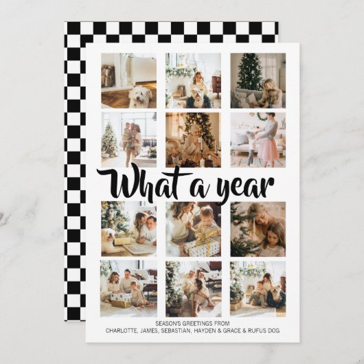 What a Year Photo Christmas パーソナライズされた シーズンカード (正面/裏面)