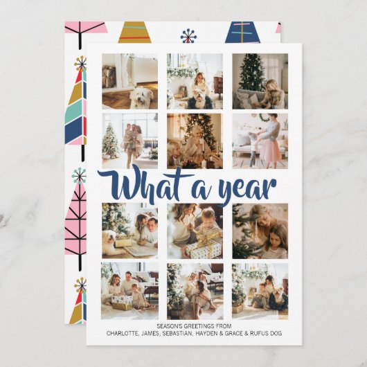 What a Year Photo Christmas パーソナライズされた シーズンカード (正面/裏面)