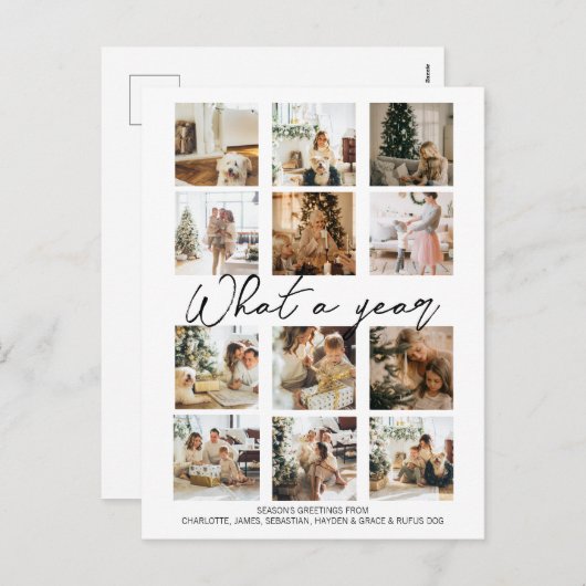 What a Year Photo Christmas パーソナライズされた シーズンポストカード (正面/裏面)