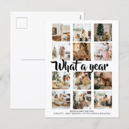 What a Year Photo Christmas パーソナライズされた シーズンポストカード