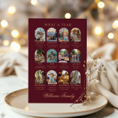 What a Year Photo Christmas Plaid Classic Holiday 箔招待状