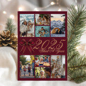 What A Year Photo Collage Christmas Bow Holiday 招待状