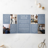 What a Year Photo Year in Review Dusty Blue 三つ折りクリスマスカード (内部)