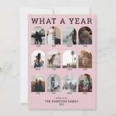 What a Year Pink Modern Photo Collage Christmas シーズンカード (正面)
