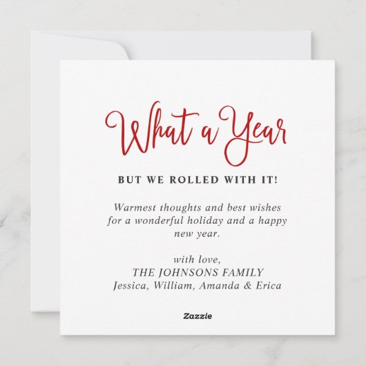 What a Year Quarantine Christmas Tree 6写真 シーズンカード (裏面)