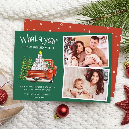 What A Year Red Truck Christmas Tree 2写真 シーズンカード