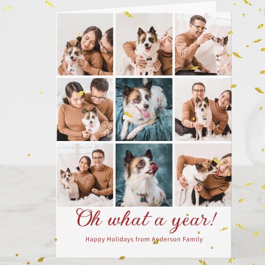 What A Year Review Christmas Family Photo Collage  カード