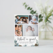 What A Year Review Family モダン Photo Collage シーズンポストカード (スタンド正面)