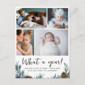 What A Year Review Family モダン Photo Collage シーズンポストカード (正面)