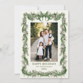 What a Year Sage Green Pine Bow Christmas 13 Photo シーズンカード (正面)
