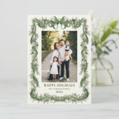 What a Year Sage Green Pine Bow Christmas 13 Photo シーズンカード (スタンド正面)