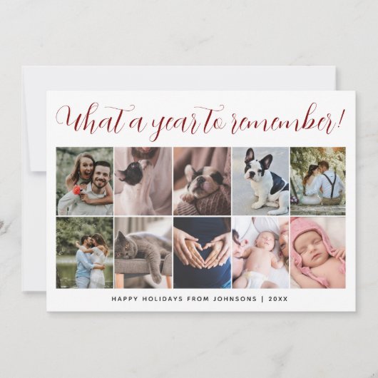 What a Year Script 10 Photo Collage Christmas シーズンカード (正面)