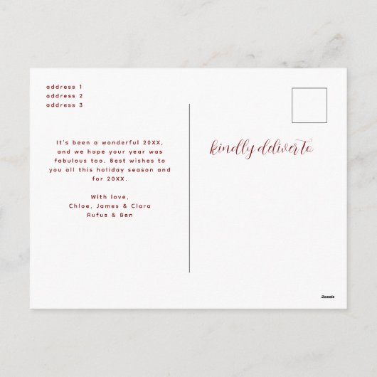 What a Year Script Christmas Multi Photo Collage シーズンポストカード (裏面)