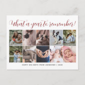 What a Year Script Christmas Multi Photo Collage シーズンポストカード (正面)
