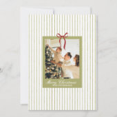 What a Year Striped Green Red Photo Christmas シーズンカード (正面)