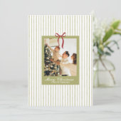 What a Year Striped Green Red Photo Christmas シーズンカード (スタンド正面)