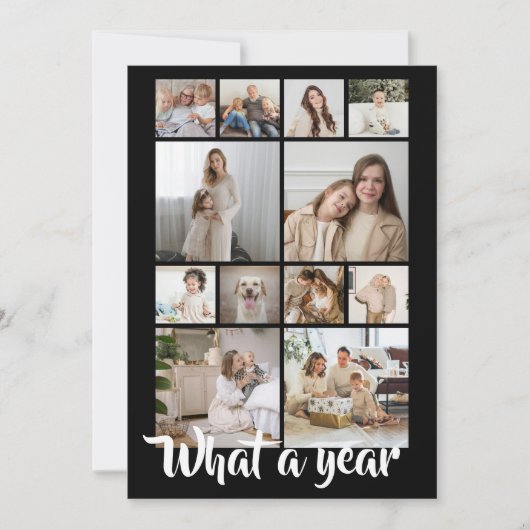 What a Year Whatおもしろいフォトクリスマスパーソナライズされた シーズンカード (正面)