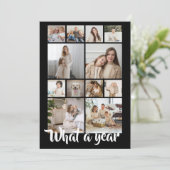 What a Year Whatおもしろいフォトクリスマスパーソナライズされた シーズンカード (スタンド正面)