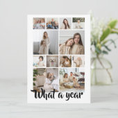 What a Year Whatおもしろいフォトクリスマスパーソナライズされた シーズンカード (スタンド正面)