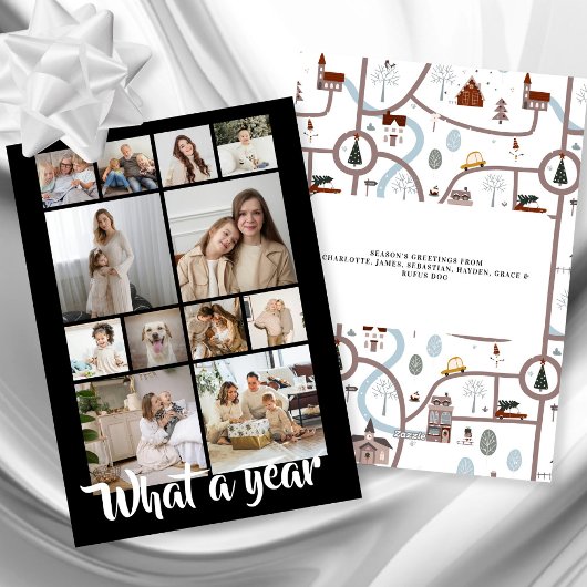 What a Year Whatおもしろいフォトクリスマスパーソナライズされた シーズンカード