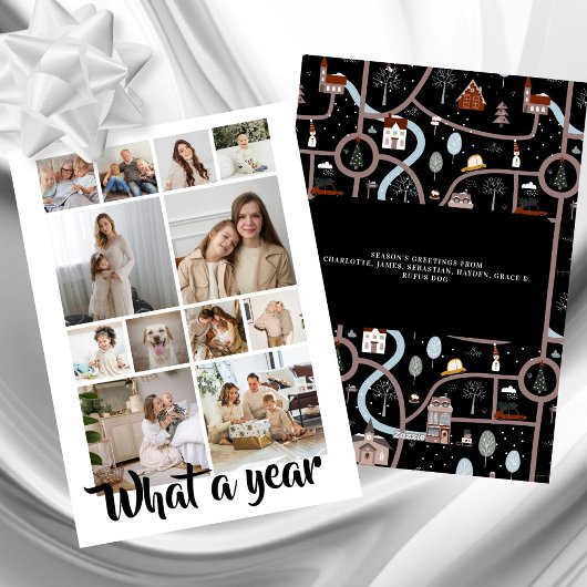 What a Year Whatおもしろいフォトクリスマスパーソナライズされた シーズンカード