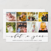 What a Year | White Happy Holidays Photo Collage シーズンカード (正面/裏面)