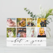 What a Year | White Happy Holidays Photo Collage シーズンカード (スタンド正面)