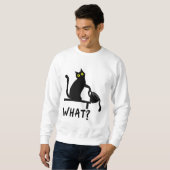 What Black おもしろい Coffee Cat Kitten猫好き スウェットシャツ (正面フル)