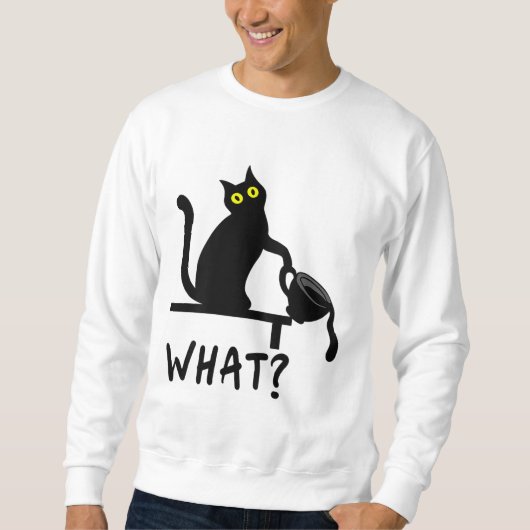 What Black おもしろい Coffee Cat Kitten猫好き スウェットシャツ (正面)
