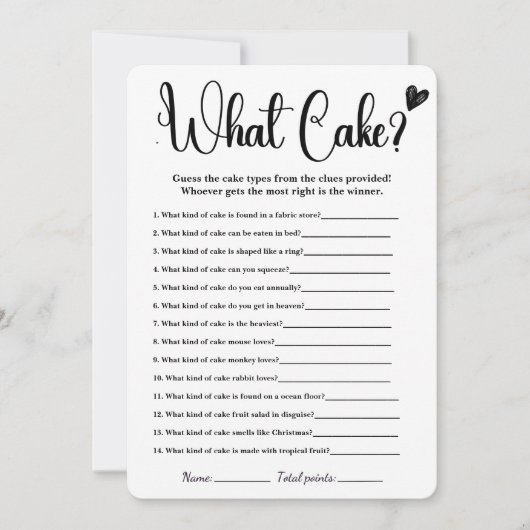 What Cakeブライダルシャワーゲームゲームエレガントインベントート 招待状 (正面)