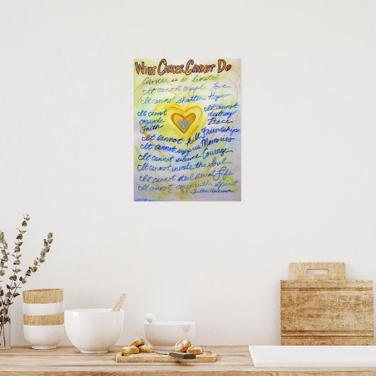 What Cancer Cannot Do Blue & Gold Poster Art Print ポスター (キッチン)