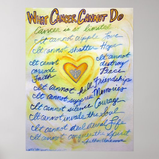 What Cancer Cannot Do Blue & Gold Poster Art Print ポスター (正面)