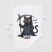 What Cat Black Cat Halloween Scary Cat Angry Cat F ゴルフタオル (インサイチュ)