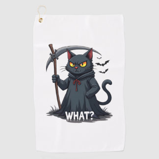 What Cat Black Cat Halloween Scary Cat Angry Cat F ゴルフタオル