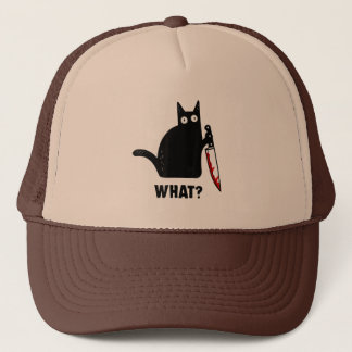 What cat murder with knife horror cat halloween キャップ