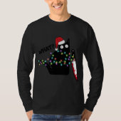What Cat With Knife Santa Hat Xmas Lights Funny Tシャツ (正面)