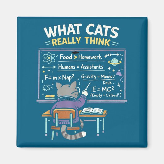 What Cats Really Think Physics Graphic Art マグネット (正面)