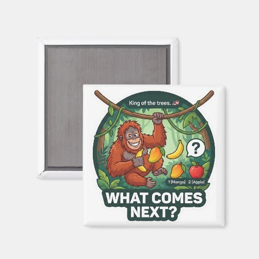 What Comes Next? Orangutan Pattern Logic Game マグネット (正面/裏面)