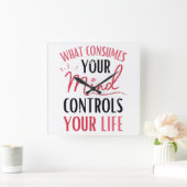 What Consumed Your Mind引用文前向き考えるの スクエア壁時計 (ホーム)