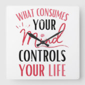 What Consumed Your Mind引用文前向き考えるの スクエア壁時計 (正面)