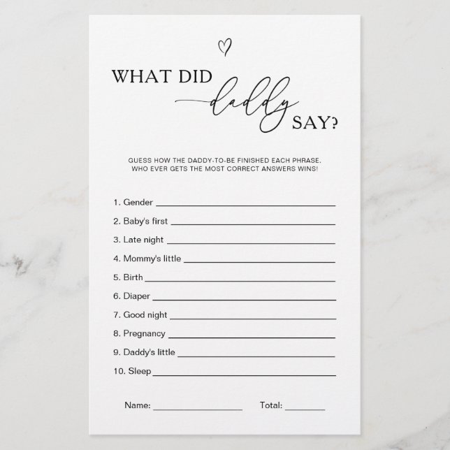 What Did Daddy Say Game (正面)