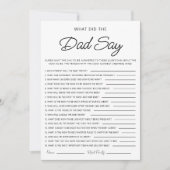 What Did The Dad Say Minimalist Baby Shower Games 招待状 (正面)