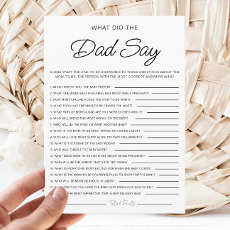 What Did The Dad Say Minimalist Baby Shower Games 招待状
