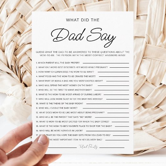 What Did The Dad Say Minimalist Baby Shower Games 招待状
