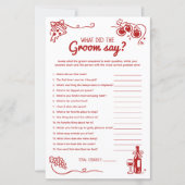 What Did The Groom Say Bridal Party Activity Card (正面)