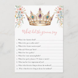 What Did the Groom Say queen Bridal Shower Game エンクロージャーカード